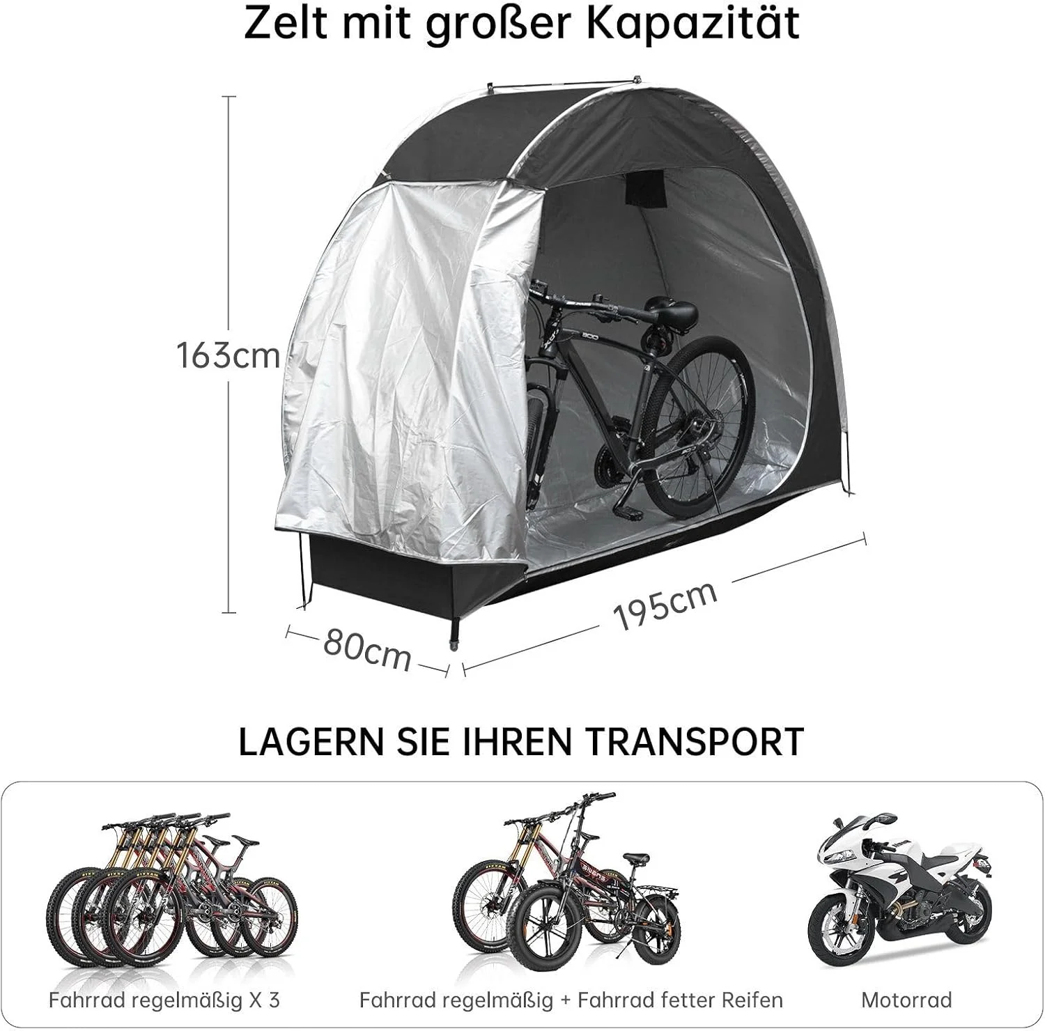 چادر دوچرخه، سوله قابل حمل دوچرخه، چادر ابزار، گاراژ دوچرخه، روکش دوچرخه فضای باز، چادر باغ کمپینگ، چادرهای گنبدی، پارچه آکسفورد 210D، برای دوچرخه، موتور سیکلت، ابزار باغبانی، ماشین چمن زنی
