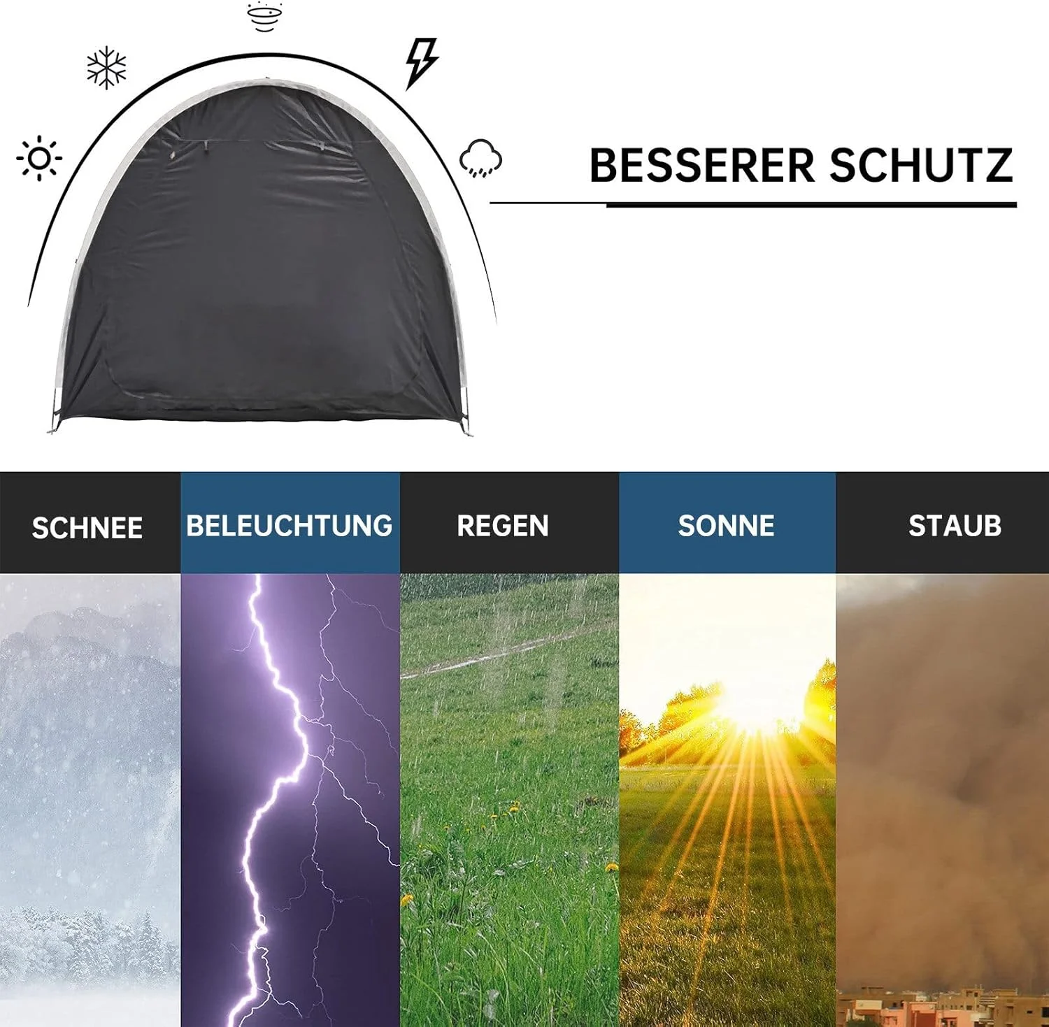 چادر دوچرخه، سوله قابل حمل دوچرخه، چادر ابزار، گاراژ دوچرخه، روکش دوچرخه فضای باز، چادر باغ کمپینگ، چادرهای گنبدی، پارچه آکسفورد 210D، برای دوچرخه، موتور سیکلت، ابزار باغبانی، ماشین چمن زنی