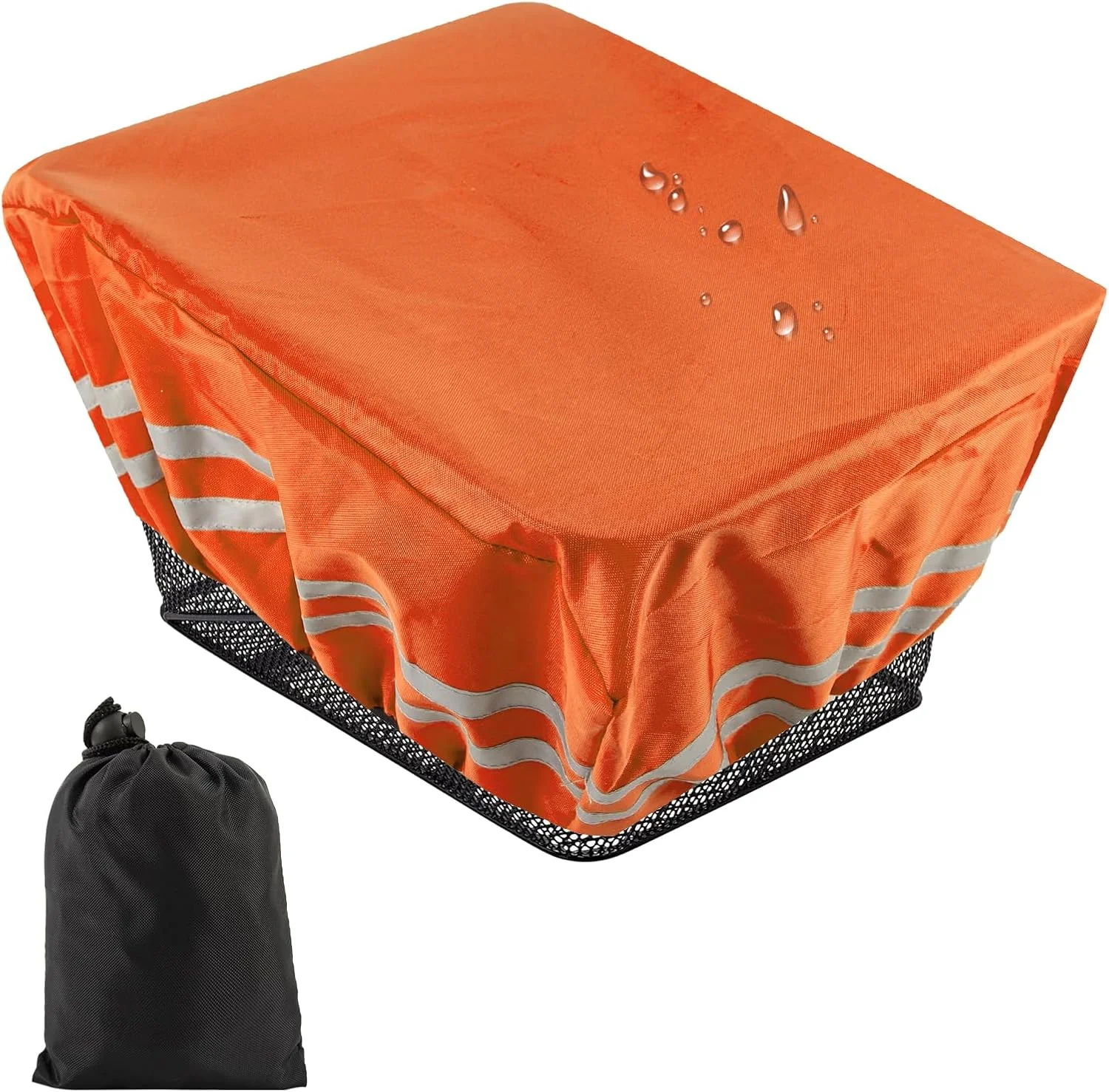 روکش سبد دوچرخه، روکش باران، سبد دوچرخه برای تمام سبدهای عقب دوچرخه، سبد ضد آب دوچرخه، روکش باران، روکش با بازتابنده (نارنجی)