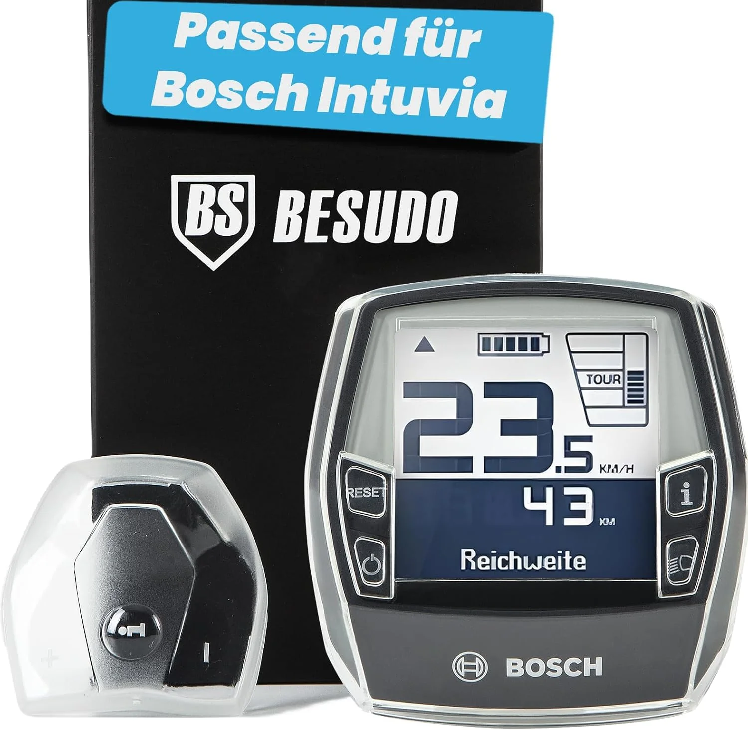 مجموعه محافظ صفحه نمایش و کنترلر Besudo مناسب برای نمایشگر و واحد کنترل Bosch Intuvia - محافظ صفحه نمایش، پوشش محافظ واحد کنترل در برابر خراش و ضربه - 017-K-Set-New