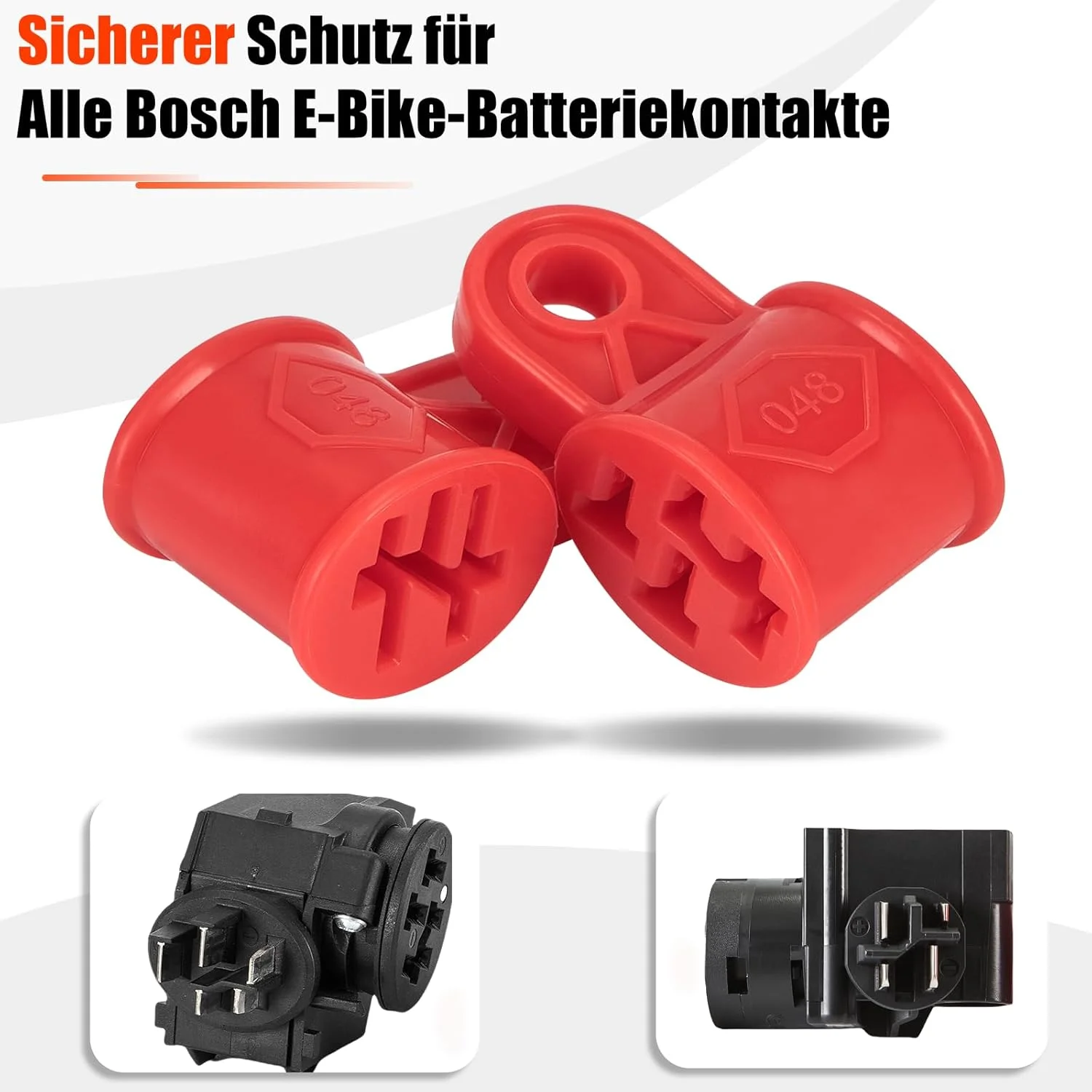 محافظ دو طرفه اتصالات باتری دوچرخه برقی Besudo، مناسب برای تمام باتری های دوچرخه برقی Bosch - [ست 2 عددی/قرمز] - لوازم جانبی باتری دوچرخه برقی - محافظ پین های اتصال - 048-B2