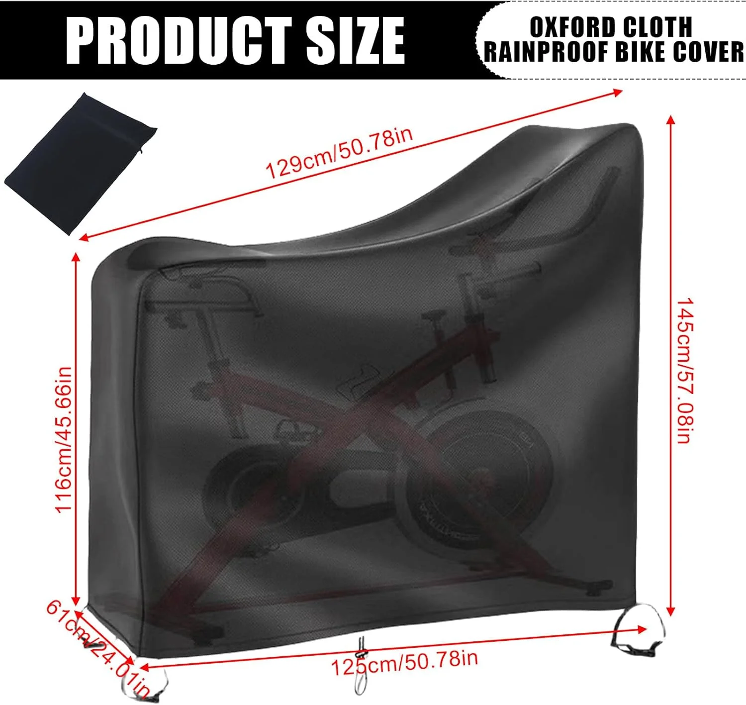 روکش دوچرخه، گاراژ دوچرخه ضد آب مشکی، روکش دوچرخه پارچه آکسفورد 210D، ضد آب، روکش محافظ دوچرخه، گاراژ دوچرخه فضای باز برای دوچرخه های تمرینی
