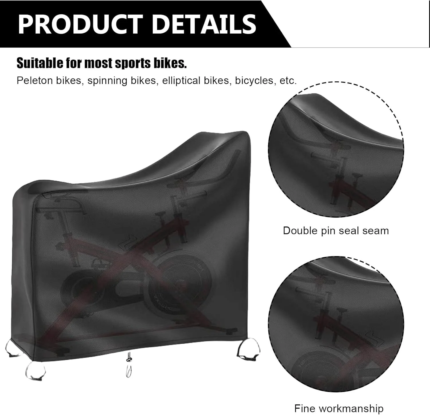 روکش دوچرخه، گاراژ دوچرخه ضد آب مشکی، روکش دوچرخه پارچه آکسفورد 210D، ضد آب، روکش محافظ دوچرخه، گاراژ دوچرخه فضای باز برای دوچرخه های تمرینی