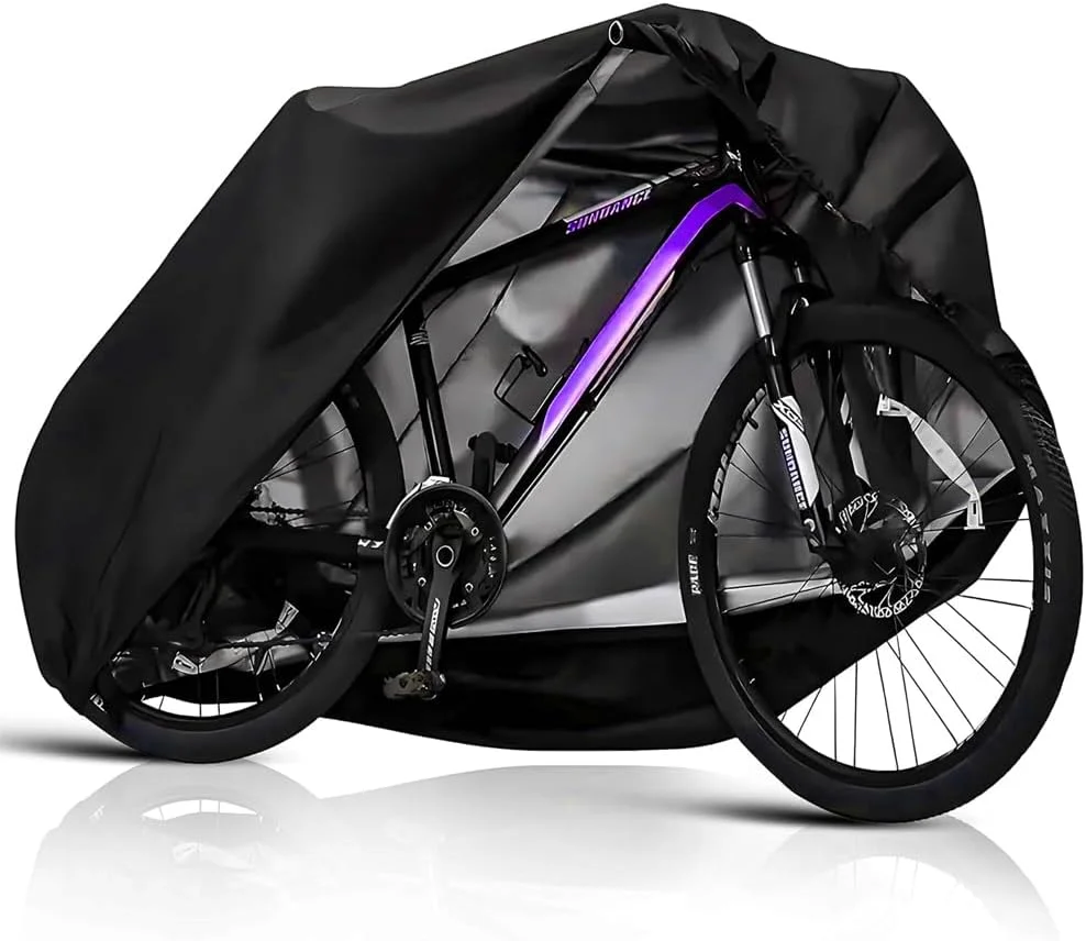 روکش دوچرخه AMERTEER - روکش ضد آب دوچرخه برای نگهداری در فضای باز، مناسب برای 2 دوچرخه با دوخت دوبل و درزهای حرارتی، سایز XL برای محافظت از 1 تا 3 دوچرخه در برابر اشعه ماوراء بنفش، باران، برف و گرد و غبار برای دوچرخه های کوهستانی/جاده ای/برقی (مشکی)