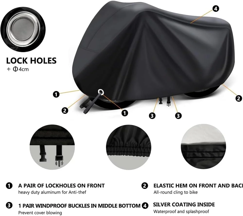 روکش دوچرخه AMERTEER - روکش ضد آب دوچرخه برای نگهداری در فضای باز، مناسب برای 2 دوچرخه با دوخت دوبل و درزهای حرارتی، سایز XL برای محافظت از 1 تا 3 دوچرخه در برابر اشعه ماوراء بنفش، باران، برف و گرد و غبار برای دوچرخه های کوهستانی/جاده ای/برقی (مشکی)