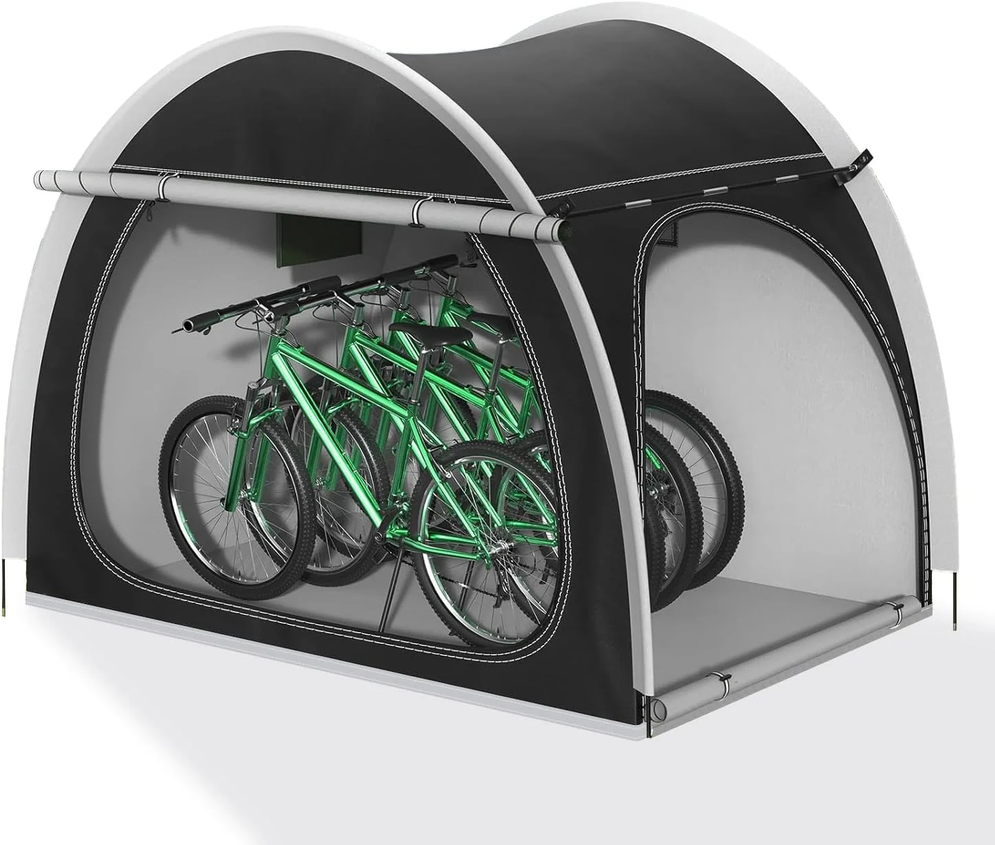 چادر ذخیره سازی دوچرخه، پوشش محافظ فضای باز برای 4 دوچرخه، گاراژ قابل حمل تاشو / چادر ذخیره سازی باغ، پناهگاه آکسفورد ضد آب برای موتور سیکلت، دوچرخه، کمپینگ، ابزار باغبانی (مشکی)