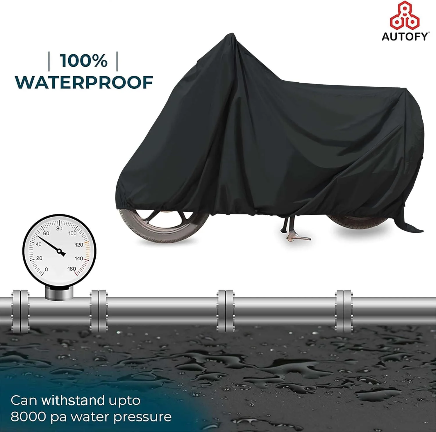 روکش موتورسیکلت ضد آب Autofy Glory 100% (تست شده) - روکش بدنه موتورسیکلت مقاوم در برابر گرد و غبار و اشعه ماوراء بنفش با نوار ضد آب در امتداد دوخت ها برای همه موتورسیکلت های دو چرخ اسکوتر Scooty Activa - مشکی روکش موتورسیکلت ضد آب Autofy Glory 100% (تست شده) - روکش بدنه موتورسیکلت مقاوم در برابر گرد و غبار و اشعه ماوراء بنفش با نوار ضد آب در امتداد دوخت ها برای همه موتورسیکلت های دو چرخ اسکوتر Scooty Activa - مشکی