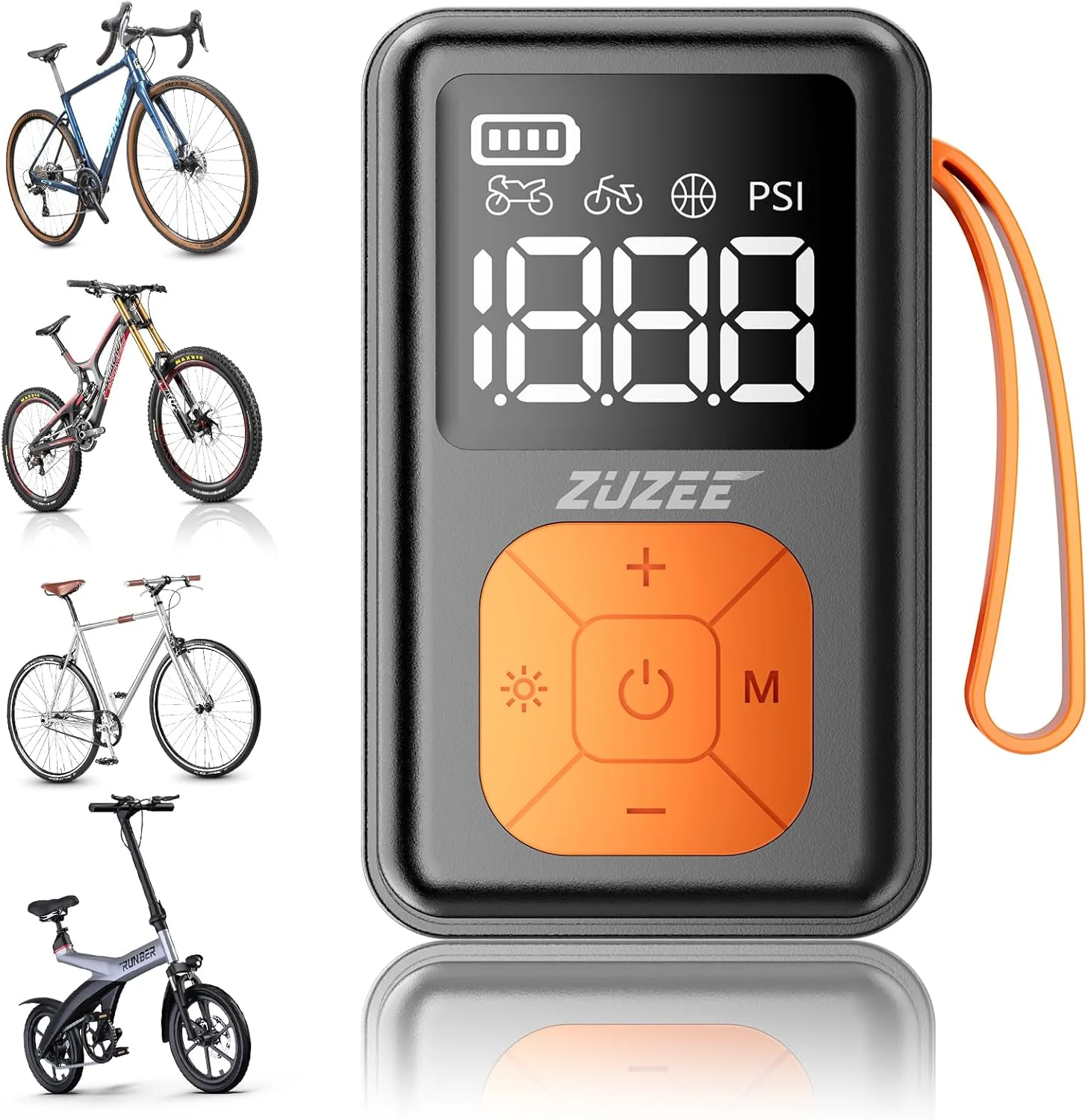 پمپ باد کوچک دوچرخه، پمپ قابل حمل 150 PSI با درجه فشار، 3 برابر سریعتر و توقف خودکار و موتور بدون جاروبک، پمپ برقی تایر دوچرخه با والف پرستا و شرادر برای دوچرخه جاده، MTB، موتور سیکلت، توپ و غیره