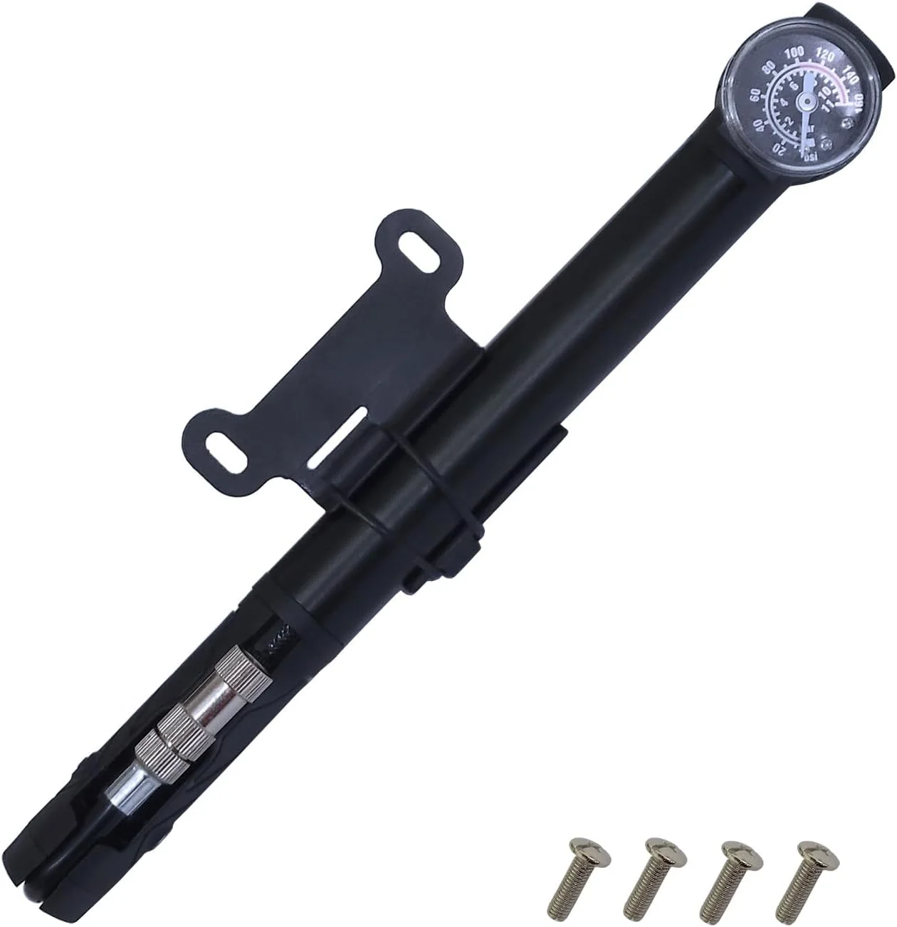 تلمبه باد دوچرخه کوچک قابل حمل یانگ ولف 2 در 1، تلمبه هوا با فشار 160PSI (11 بار) به همراه گیج فشار