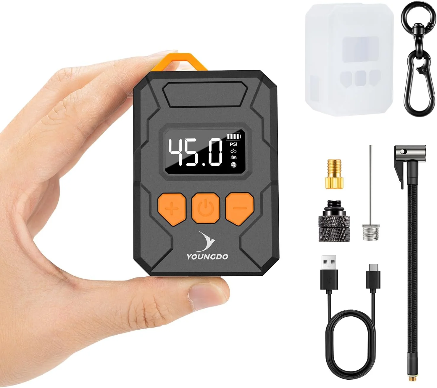 پمپ دوچرخه YOUNGDO با فشار 150PSI، پمپ دوچرخه با گیج فشار دیجیتال، پمپ باد برقی دوچرخه با والف پرستا و شرادر برای دوچرخه، موتورسیکلت و توپ