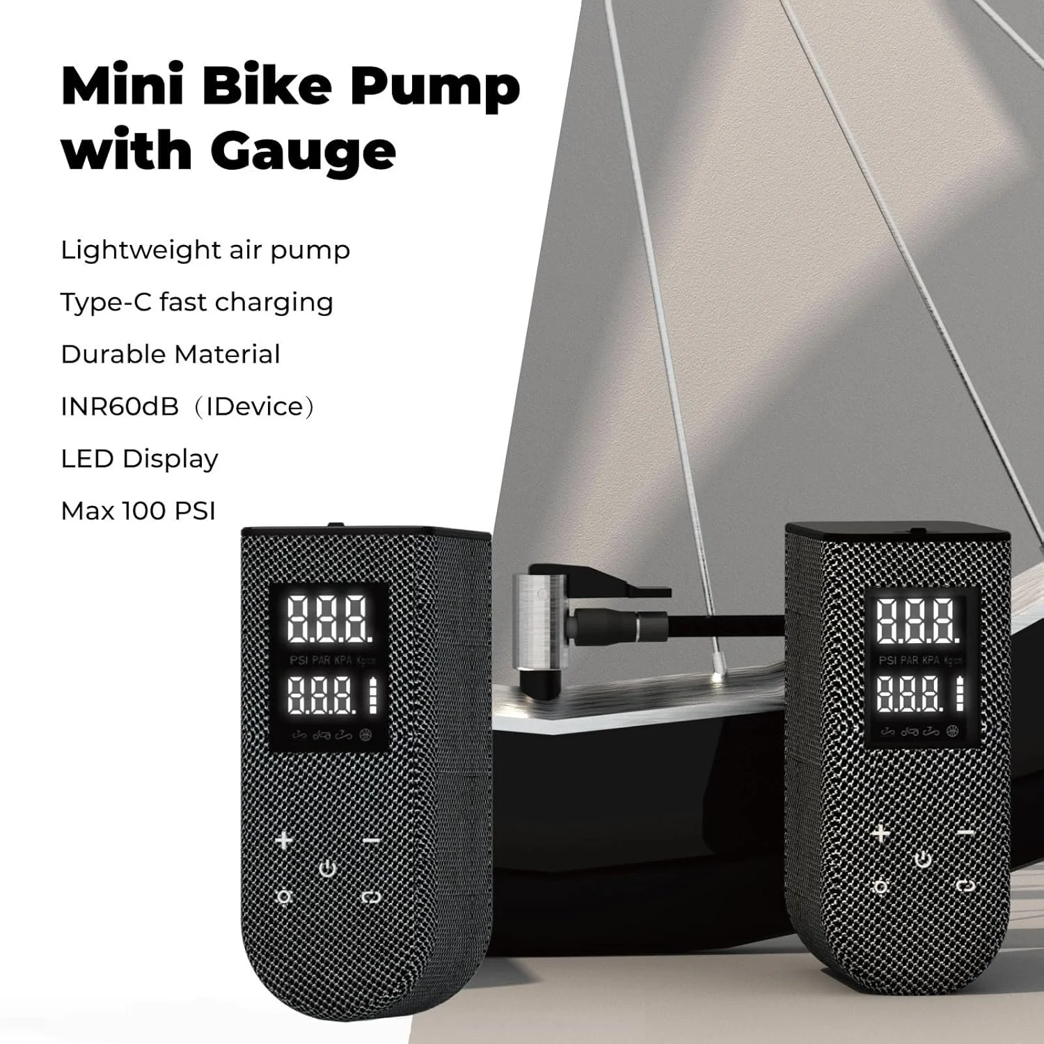 پمپ باد لاستیک مینی دوچرخه، مناسب برای دوچرخه های جاده ای، کوهستانی، برقی و شهری (مشکی)