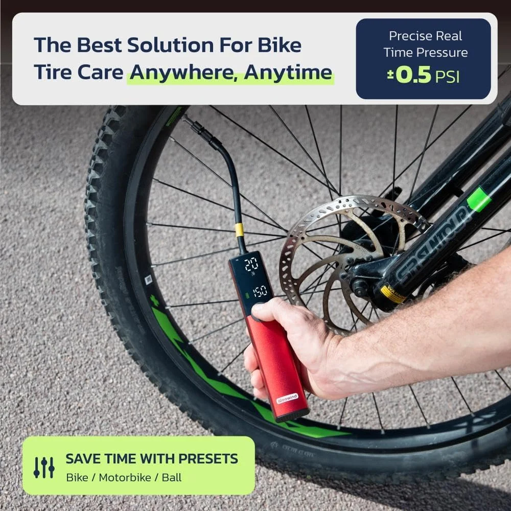 پمپ دوچرخه Woowind BP188 با فشار 120PSI، کمپرسور دوچرخه، مناسب برای والف های پرستا/شرادر/دانلوپ، قابل حمل برای دوچرخه جاده، ماشین، دوچرخه کوهستان، اسکوتر