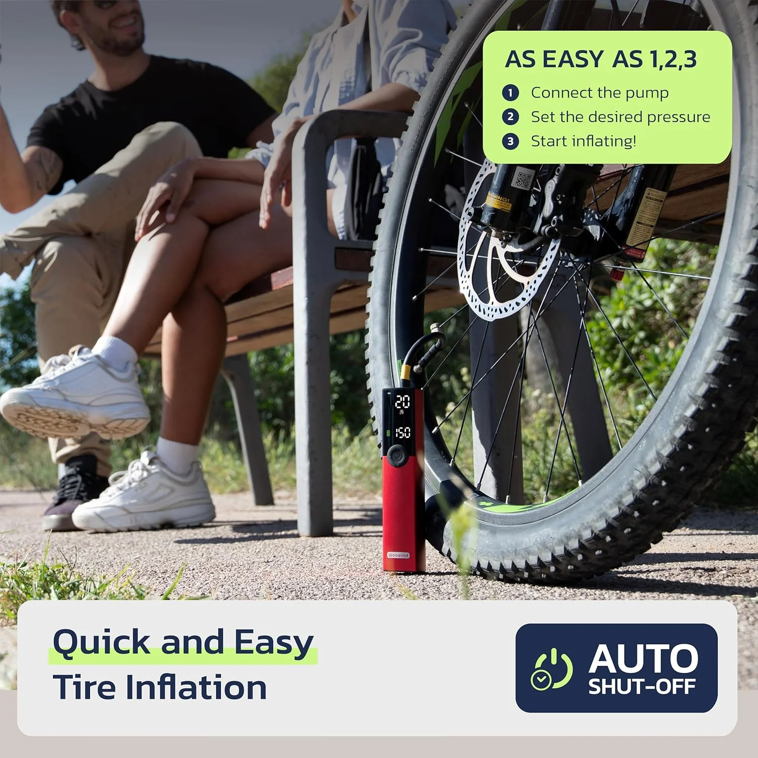 پمپ دوچرخه Woowind BP188 با فشار 120PSI، کمپرسور دوچرخه، مناسب برای والف های پرستا/شرادر/دانلوپ، قابل حمل برای دوچرخه جاده، ماشین، دوچرخه کوهستان، اسکوتر