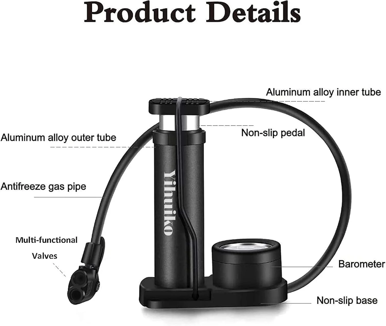 تلمبه پایی کوچک دوچرخه 120 PSI با فشارسنج دقیق و سوزن توپ، مناسب برای انواع دوچرخه و والف های پرستا و شرادر