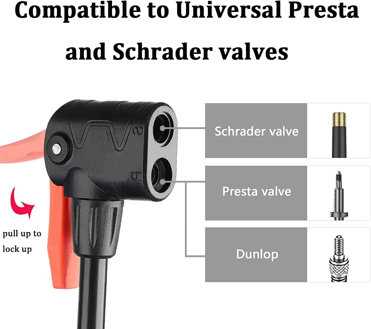 پمپ باد پدالی دو سیلندر قابل حمل برای دوچرخه، پمپ باد کوچک با والف پرستا و شرادر مناسب برای دوچرخه های جاده، کوهستان، تشک بادی و توپ