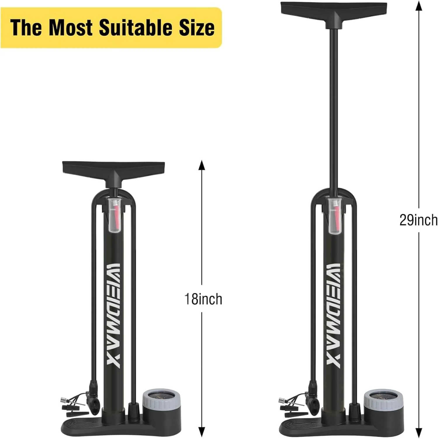 تلمبه دوچرخه با درجه فشار، تلمبه قابل حمل دوچرخه با والف های پرستا و شرادر، تلمبه زمینی دوچرخه برای دوچرخه های جاده ای، کوهستانی، توپ های ورزشی و غیره (160PSI) تلمبه دوچرخه با درجه فشار، تلمبه قابل حمل دوچرخه با والف های پرستا و شرادر، تلمبه زمینی دوچرخه برای دوچرخه های جاده ای، کوهستانی، توپ های ورزشی و غیره (160PSI)