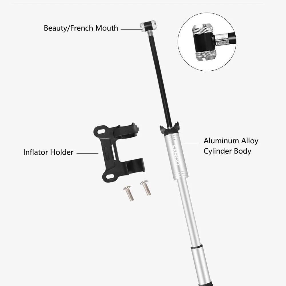 تلمبه مینی دوچرخه با فشارسنج، تلمبه هوای قابل حمل و جمع و جور برای دوچرخه کوهستان و جاده