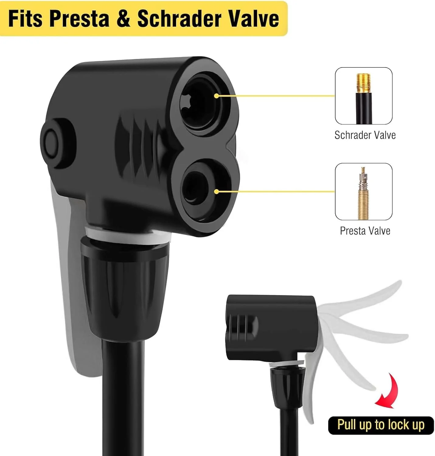 پمپ باد کوچک دوچرخه، پمپ دوچرخه قابل حمل با فشار بالا، پمپ دستی تایر دوچرخه و توپ با هر دو دریچه پرستا و شرادر، پمپ مسیر دوچرخه با سوزن، 120PSI