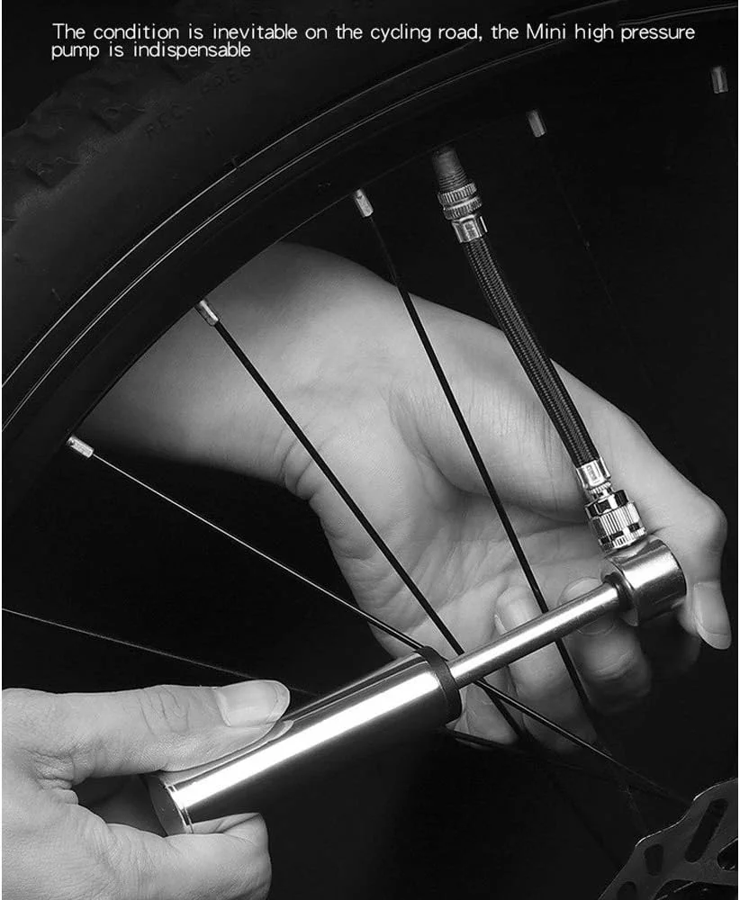 پمپ دوچرخه کششی فشار قوی، پمپ دوچرخه سواری قابل حمل کوچک برای دوچرخه های جاده، کوهستان و تاشو (نقره ای)