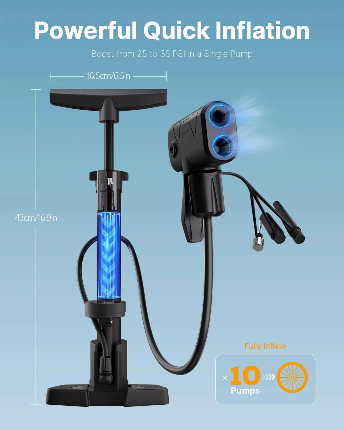 تلمبه دوچرخه سواری مناسب برای والف های پرستا و شرادر، تلمبه دوچرخه با درجه فشار برای همه دوچرخه ها، لاستیک خودرو و توپ