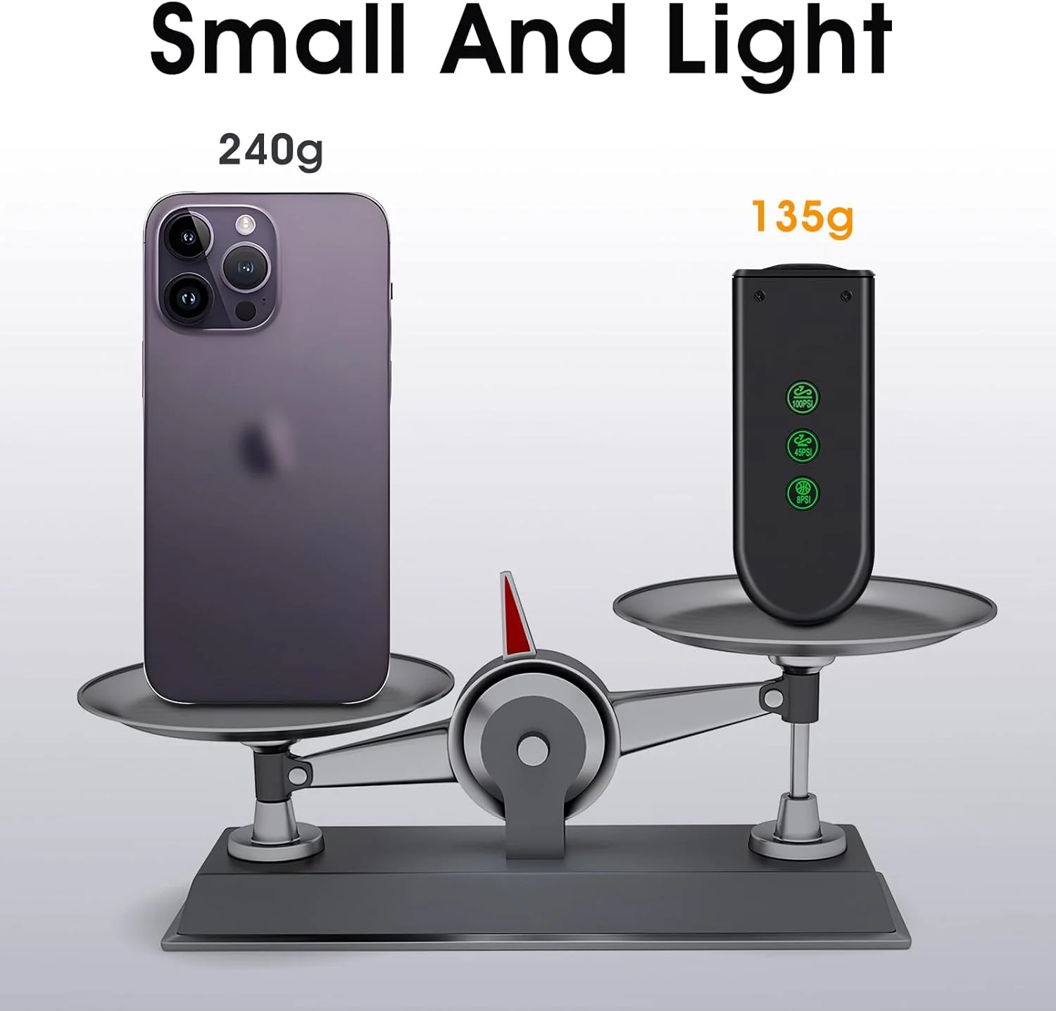 پمپ باد مینی قابل حمل دوچرخه، پمپ هوا با باتری 1260mAh، مناسب برای خودروهای برقی، موتورسیکلت ها، دوچرخه ها و توپ ها...