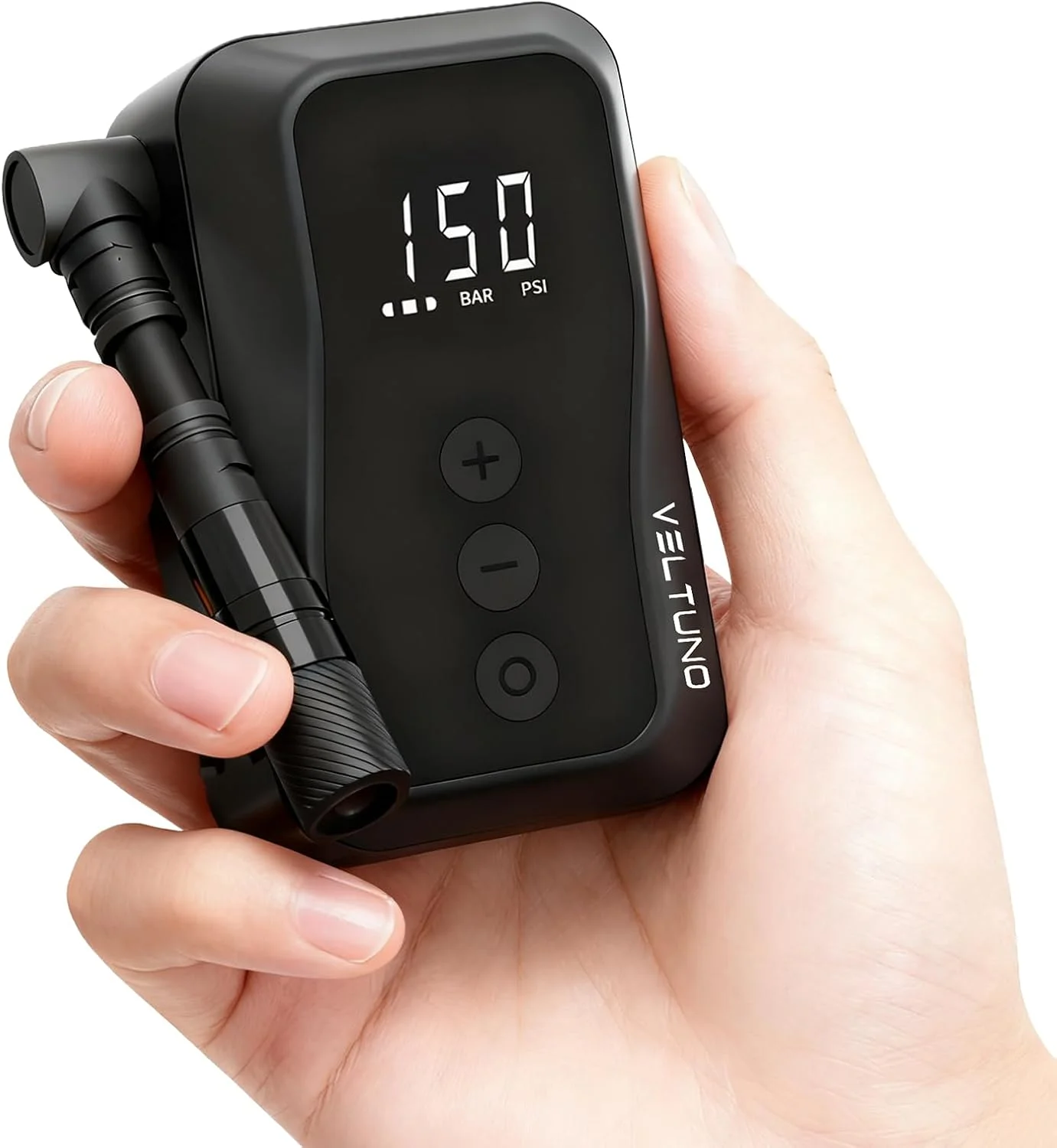 پمپ باد برقی کوچک دوچرخه، حداکثر 150 PSI با نمایشگر دیجیتال فشار، توقف خودکار هوشمند، قابل شارژ با USB-C، دریچه پرستا و شرادر برای دوچرخه کورسی، MTB، دوچرخه برقی، موتورسیکلت، توپ