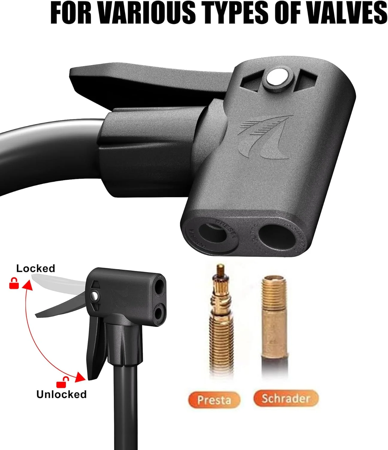 پمپ باد قابل حمل دوچرخه VIMILOLO، پمپ توپ، پمپ زمینی دوچرخه با فشار بالا، استفاده آسان با هر دو والف پمپ دوچرخه پرستا و شرادر - حداکثر 160Psi