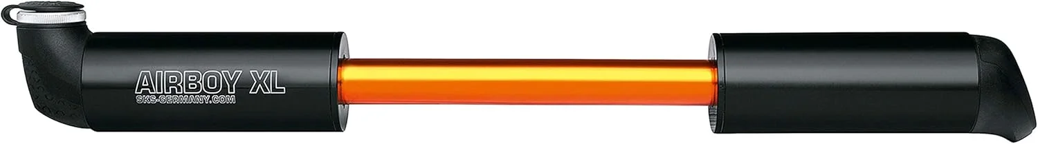 تلمبه مینی SKS Germany Airboy (تلمبه دوچرخه با سیستم تلمبه دو محفظه ای، لوازم جانبی چرخ با 2 قسمت دسته مساوی، تلمبه دوچرخه با سر شیر قابل انتخاب)، مشکی