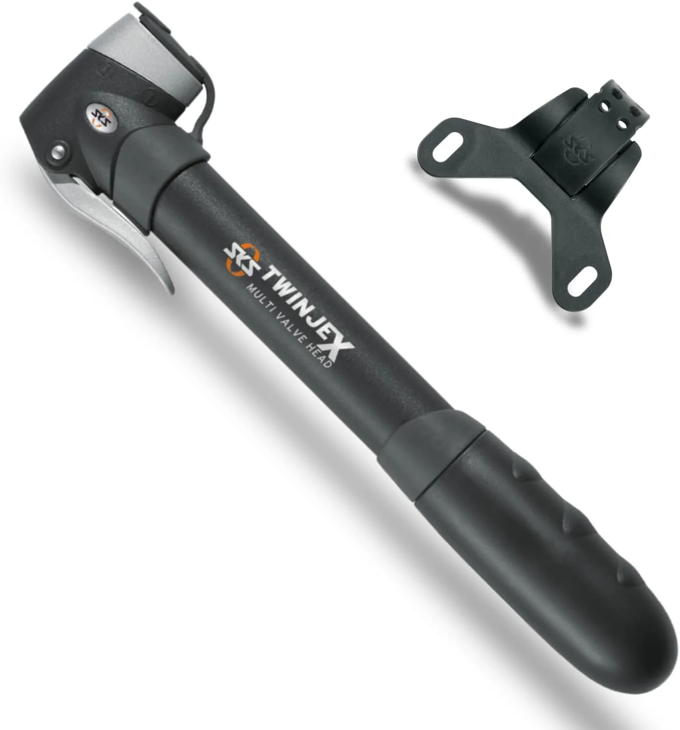 مینی پمپ SKS Germany TWINJEX (پمپ باد برای انواع والف، دسته ارگونومیک، حالت فشار قوی قابل تعویض، به همراه نگهدارنده پمپ، ساخت آلمان، حداکثر فشار: 10 بار / 144 PSI)