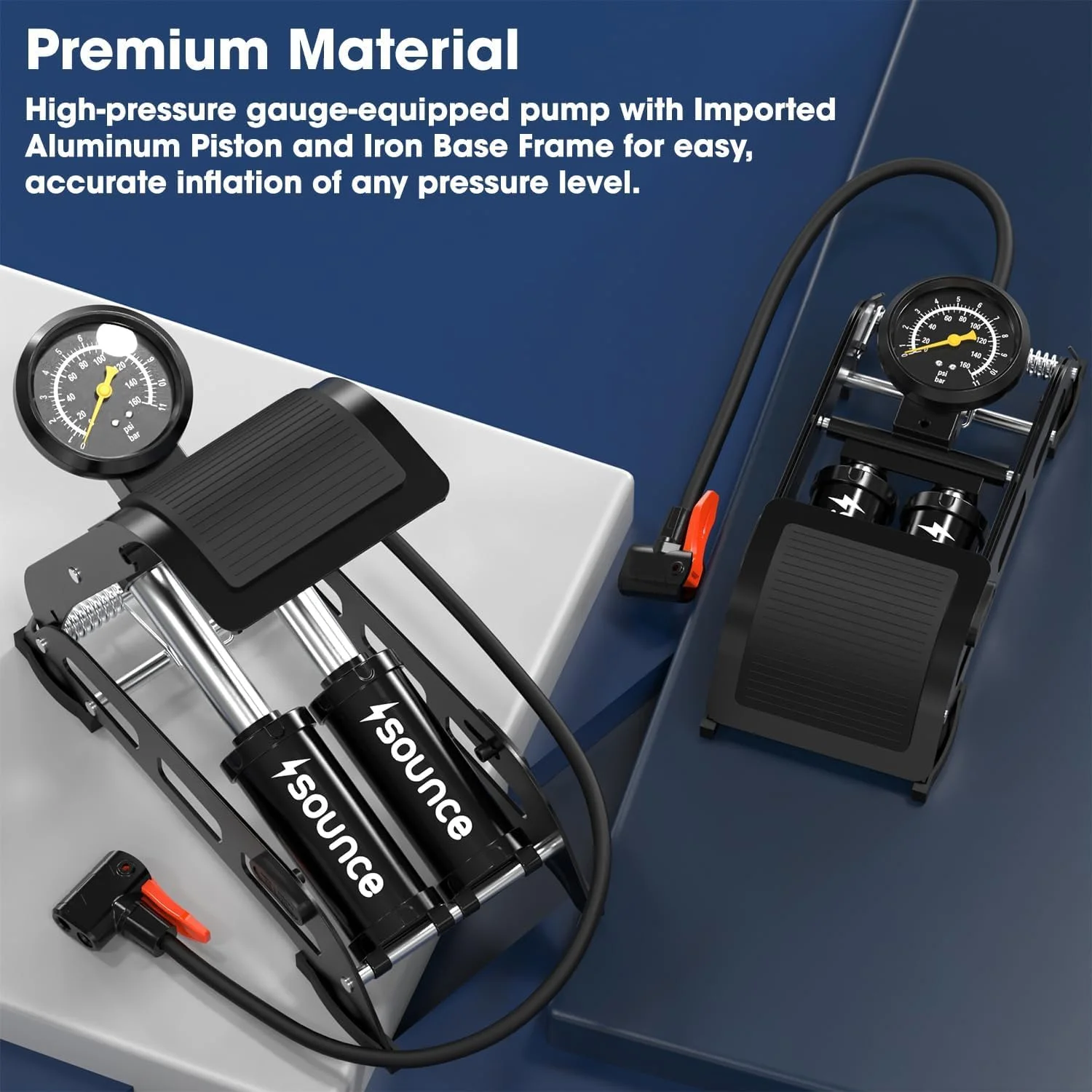 پمپ باد پایی دو سیلندر سونس با فشار 160 PSI