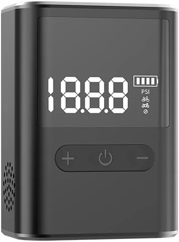 پمپ باد کوچک دوچرخه با گیج 100PSI، پمپ هوای برقی قابل حمل دوچرخه، توقف خودکار، قابل شارژ با Type-C، دارای والف های پرستا و شرادر