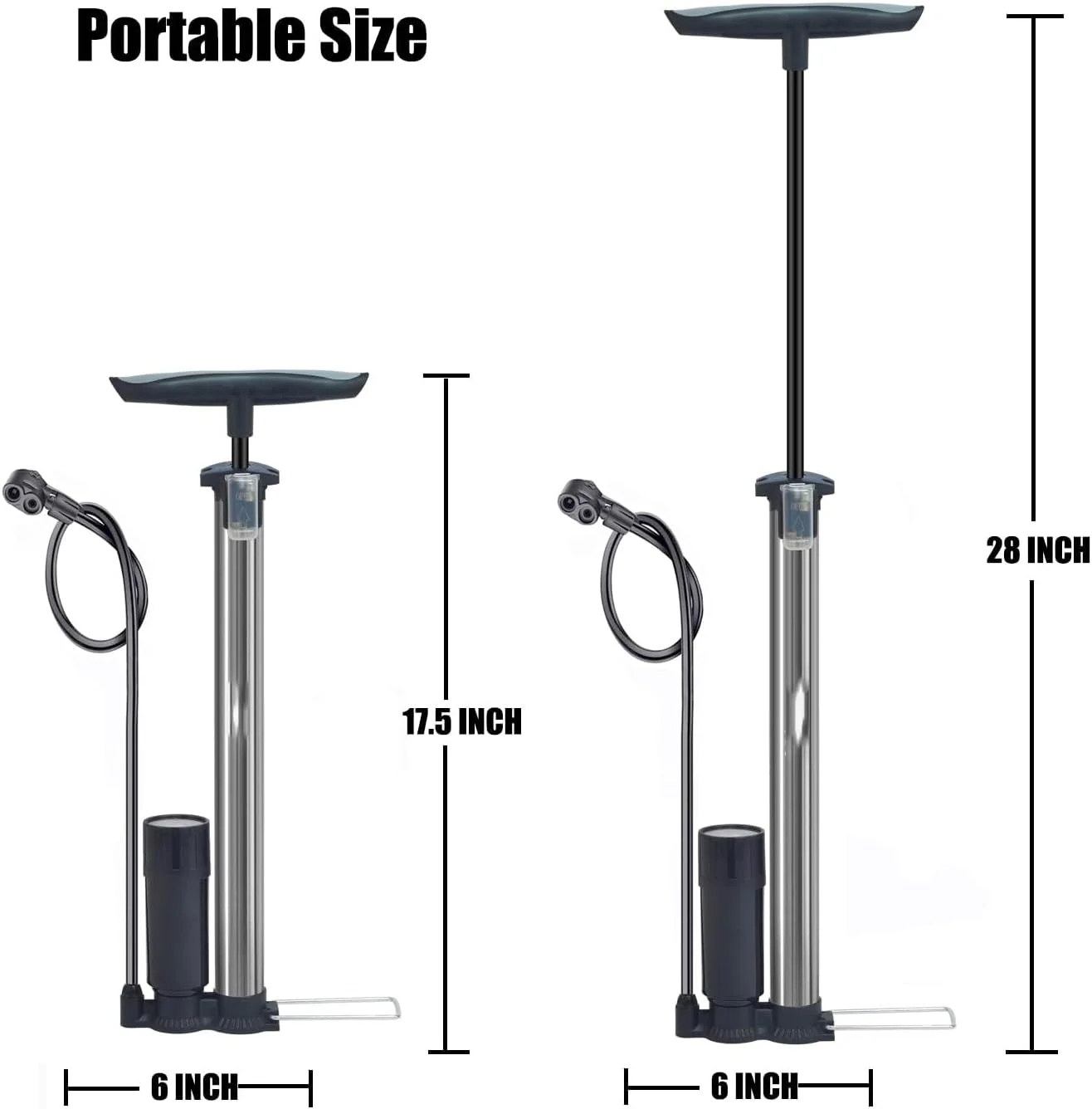 تلمبه دوچرخه قابل حمل TERRIFI، تلمبه توپ، تلمبه زمینی دوچرخه با فشار بالا، استفاده آسان با هر دو دریچه تلمبه دوچرخه Presta و Schrader - حداکثر 160Psi