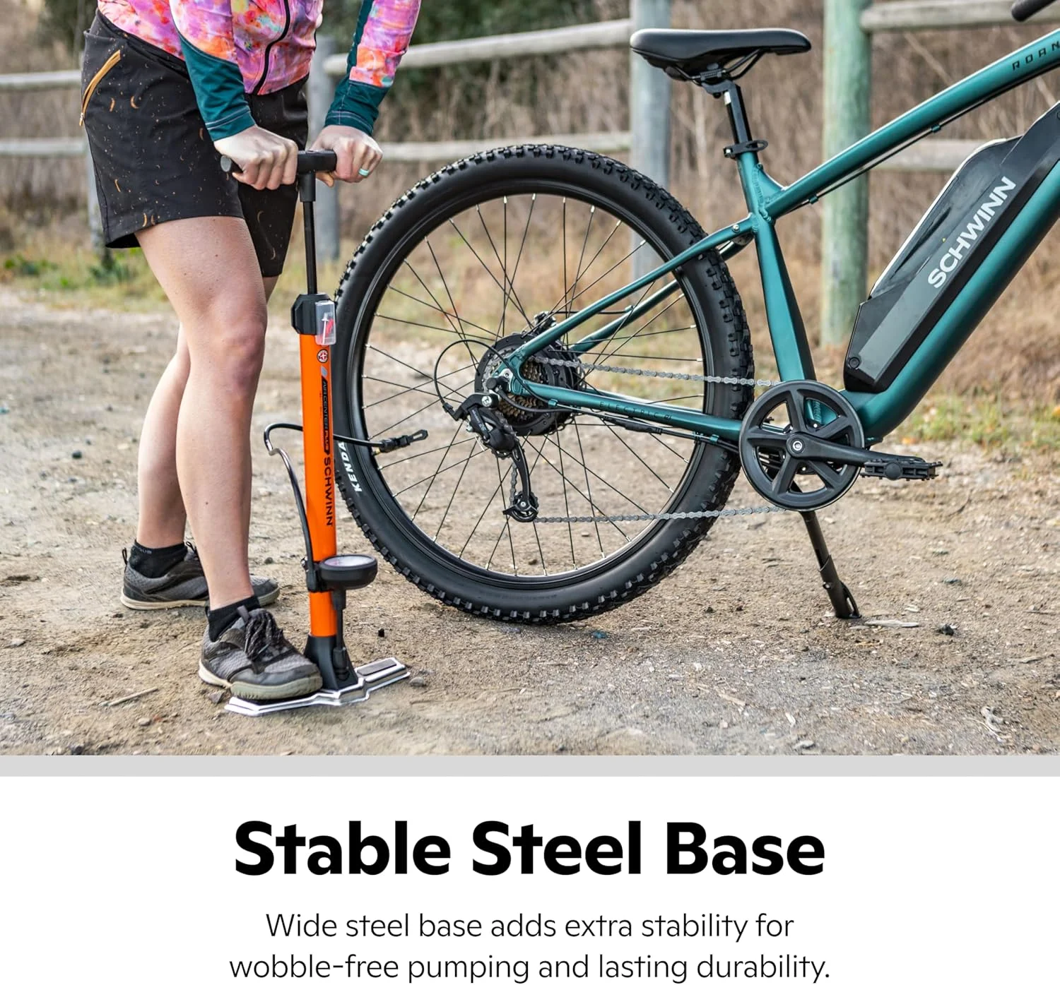 تلمبه پایی دوچرخه Schwinn Air Center، مناسب برای والف های Schrader و Presta، تلمبه هوای قابل حمل، لوازم جانبی دوچرخه