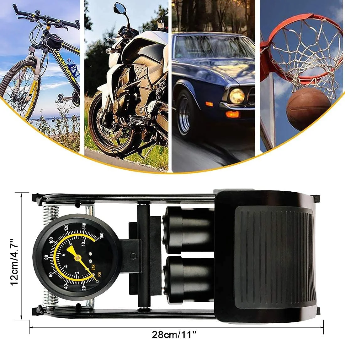 پمپ پایی دو سیلندر RECTITUDE، پمپ باد دو سیلندر قابل حمل برای دوچرخه با گیج فشار و سری والو هوشمند (دو سیلندر) پمپ پایی دو سیلندر RECTITUDE، پمپ باد دو سیلندر قابل حمل برای دوچرخه با گیج فشار و سری والو هوشمند (دو سیلندر)