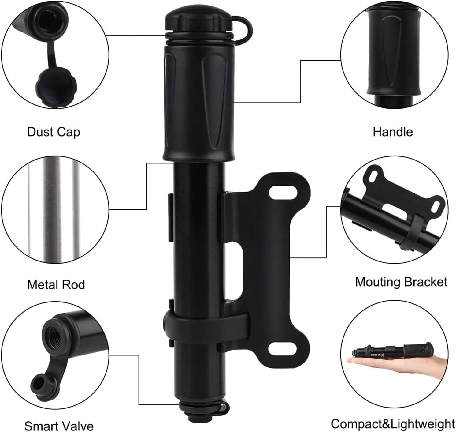 تلمبه دوچرخه قابل حمل Pubiao، تلمبه باد کوچک دوچرخه 100 PSI، مناسب برای والف های پرستا و شرادر، سوزنی، سبک وزن برای دوچرخه کوهستانی، جاده ای، اسکوتر، توپ تلمبه دوچرخه قابل حمل Pubiao، تلمبه باد کوچک دوچرخه 100 PSI، مناسب برای والف های پرستا و شرادر، سوزنی، سبک وزن برای دوچرخه کوهستانی، جاده ای، اسکوتر، توپ