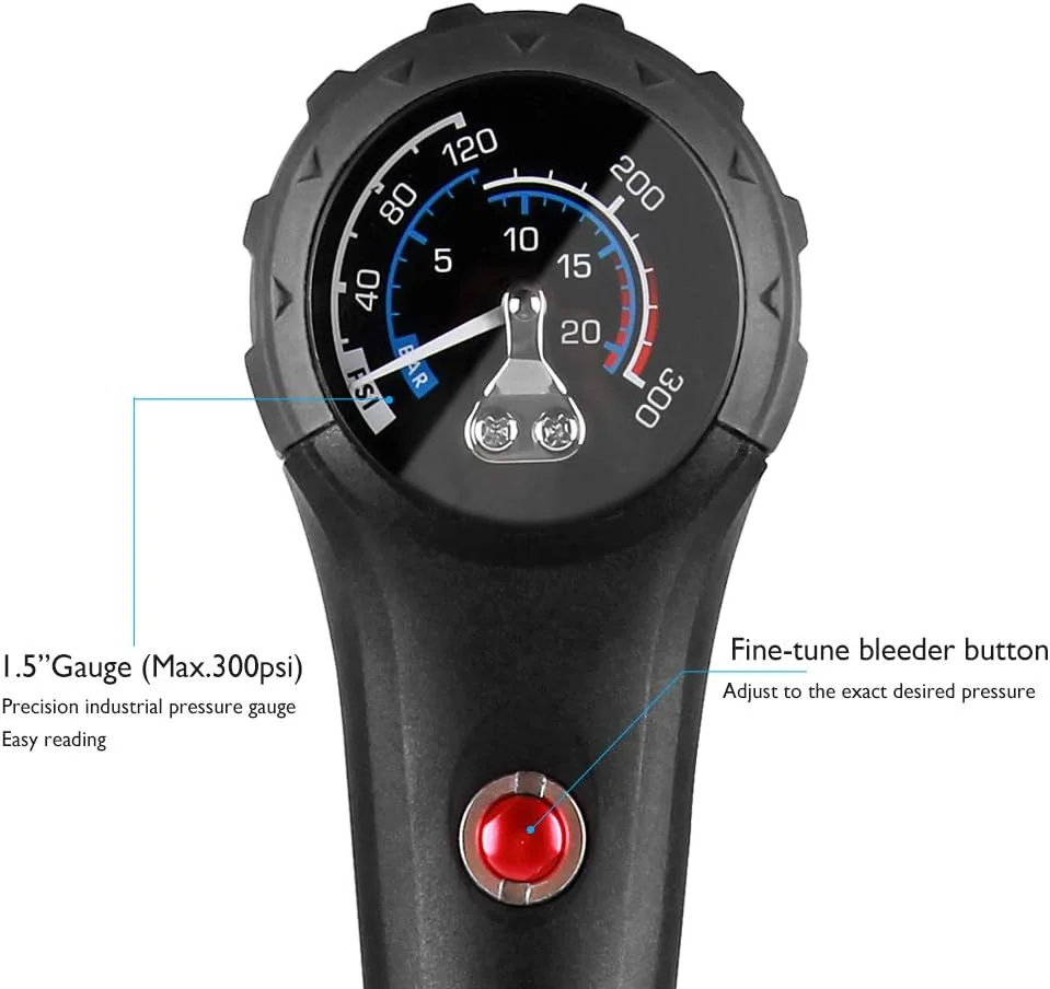 پمپ باد کمک فنر و لاستیک دوچرخه بتو MTB، فشار بالا 300psi برای کمک فنر عقب و دوشاخ تعلیق، دوچرخه کوهستان/موتورسیکلت، آداپتور شیر شرادر و پرستا، با گیج عقربه ای/شیر تخلیه/براکت نصب