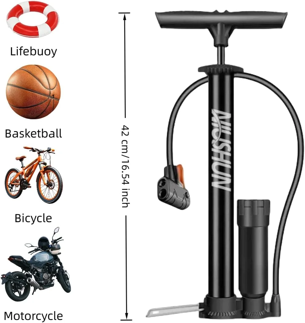 تلمبه دوچرخه با درجه فشار، تلمبه زمینی دوچرخه سواری، تلمبه باد لاستیک دوچرخه، تلمبه هوای دوچرخه فشار قوی 150PSI، پمپ باد برای دوچرخه جاده، دوچرخه برقی، دوچرخه کوهستان، توپ، بادکنک، وسایل بادی
