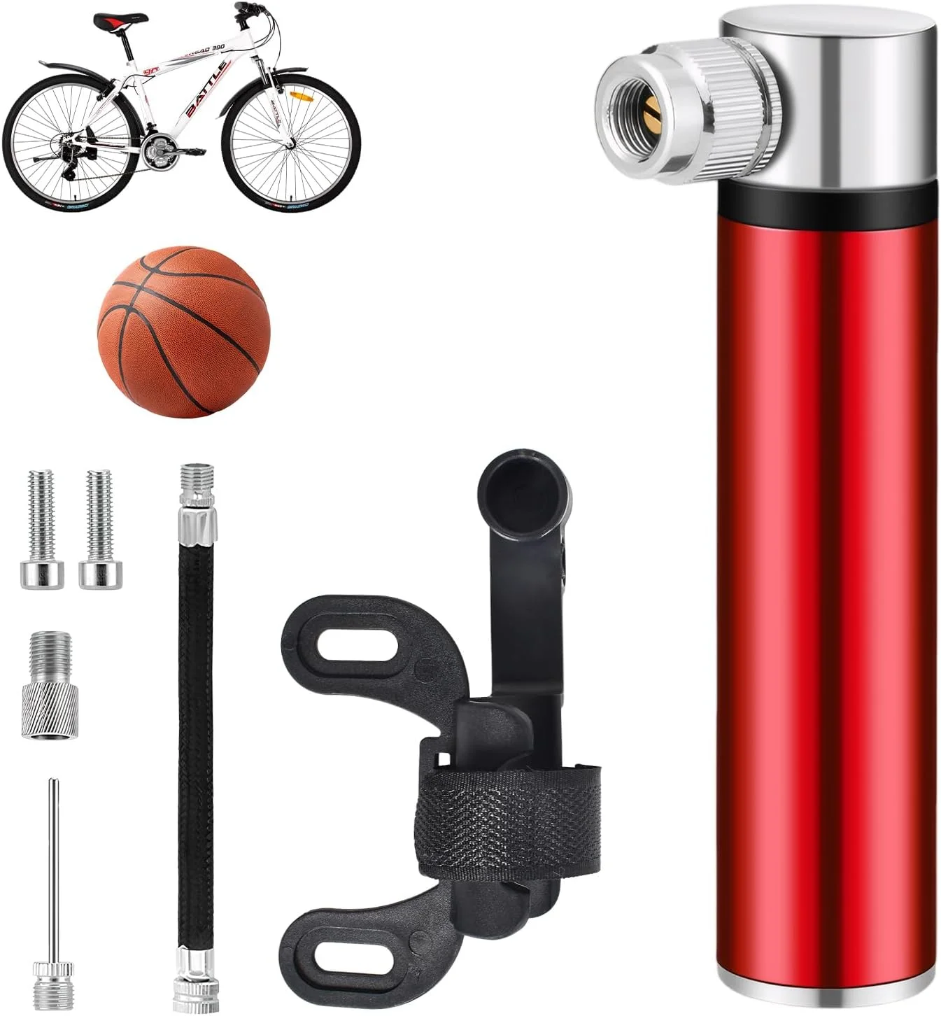 تلمبه باد کوچک دوچرخه، تلمبه مینی قابل حمل دوچرخه با فشار بالا 120 PSI، تلمبه آلومینیومی سبک وزن به همراه پایه نصب روی بدنه برای دوچرخه های کورسی، کوهستانی و توپ فوتبال تلمبه باد کوچک دوچرخه، تلمبه مینی قابل حمل دوچرخه با فشار بالا 120 PSI، تلمبه آلومینیومی سبک وزن به همراه پایه نصب روی بدنه برای دوچرخه های کورسی، کوهستانی و توپ فوتبال