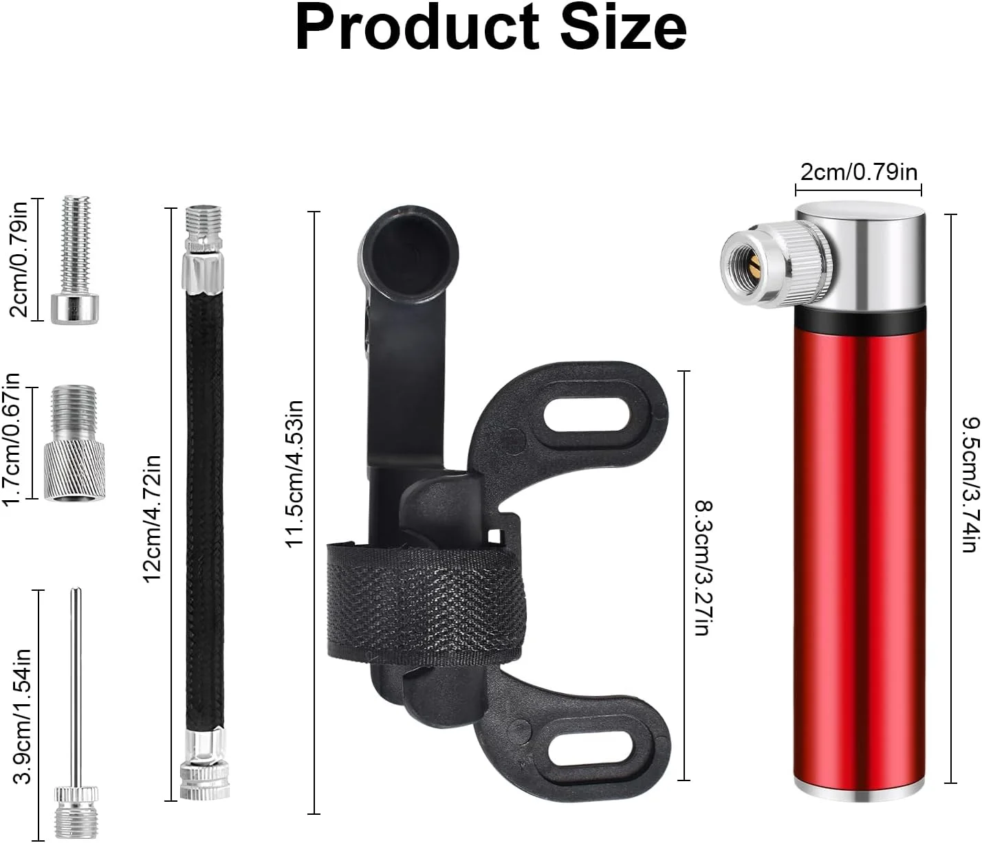 تلمبه باد کوچک دوچرخه، تلمبه مینی قابل حمل دوچرخه با فشار بالا 120 PSI، تلمبه آلومینیومی سبک وزن به همراه پایه نصب روی بدنه برای دوچرخه های کورسی، کوهستانی و توپ فوتبال