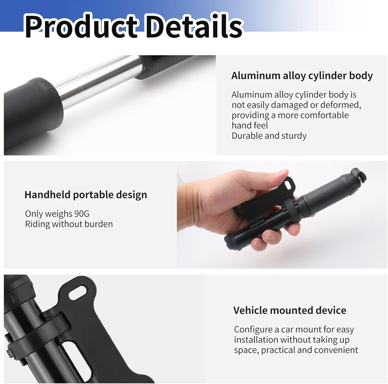 تلمبه مینی دوچرخه قابل حمل، مناسب برای والف های پرستا و شرادر، فشار بالا، باد کردن سریع تایر دوچرخه برای دوچرخه های جاده ای، کوهستانی و BMX