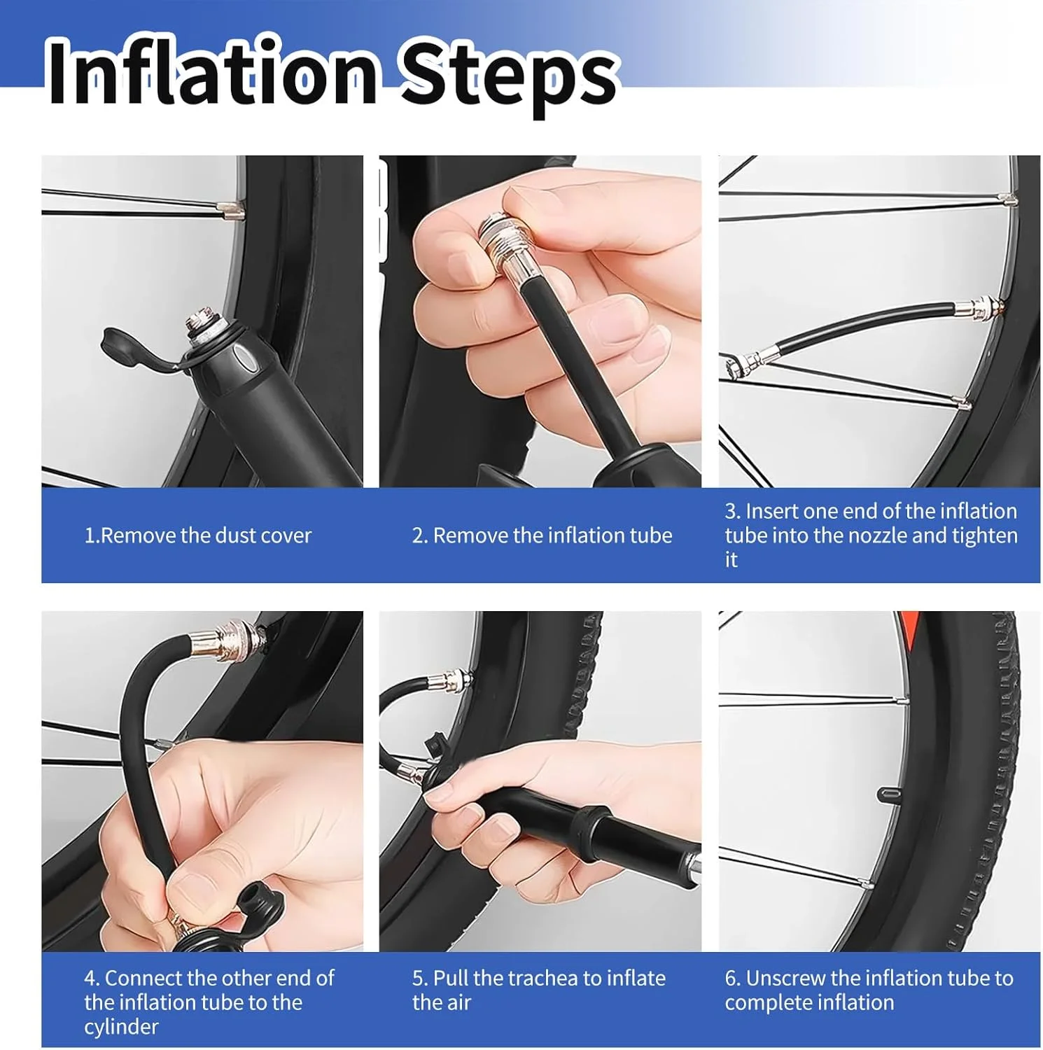 تلمبه مینی دوچرخه قابل حمل، مناسب برای والف های پرستا و شرادر، فشار بالا، باد کردن سریع تایر دوچرخه برای دوچرخه های جاده ای، کوهستانی و BMX
