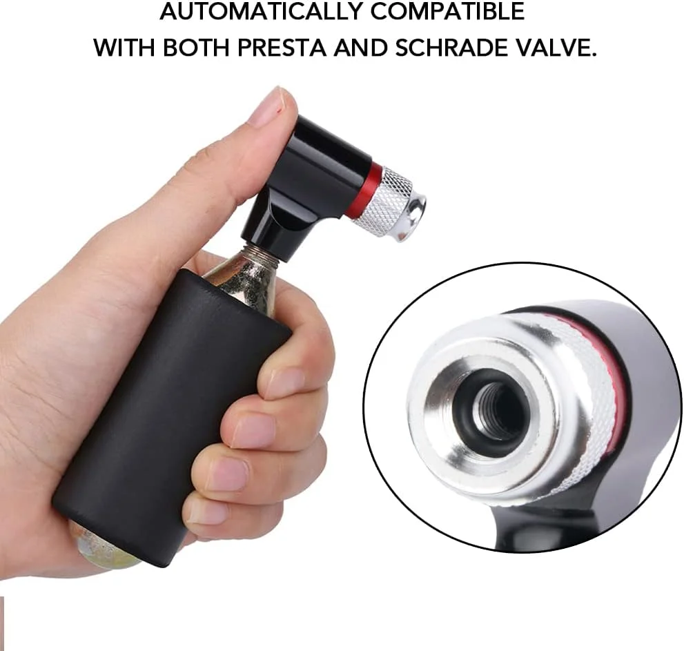 آداپتور پمپ CO2 دوچرخه پپیسکی، سر پمپ باد مینی CO2 برای دوچرخه سازگار با والف پرستا و شرادر