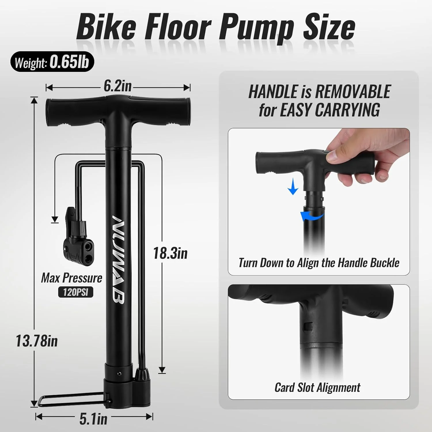 تلمبه پایی دوچرخه NUWAB، تلمبه پایی دوچرخه سواری با والف های پرستا و شرادر، تلمبه دوچرخه چند منظوره قابل حمل، تلمبه پایی دوچرخه مناسب برای همه دوچرخه ها و توپ ها، حلقه های شنا، اسباب بازی های بادی