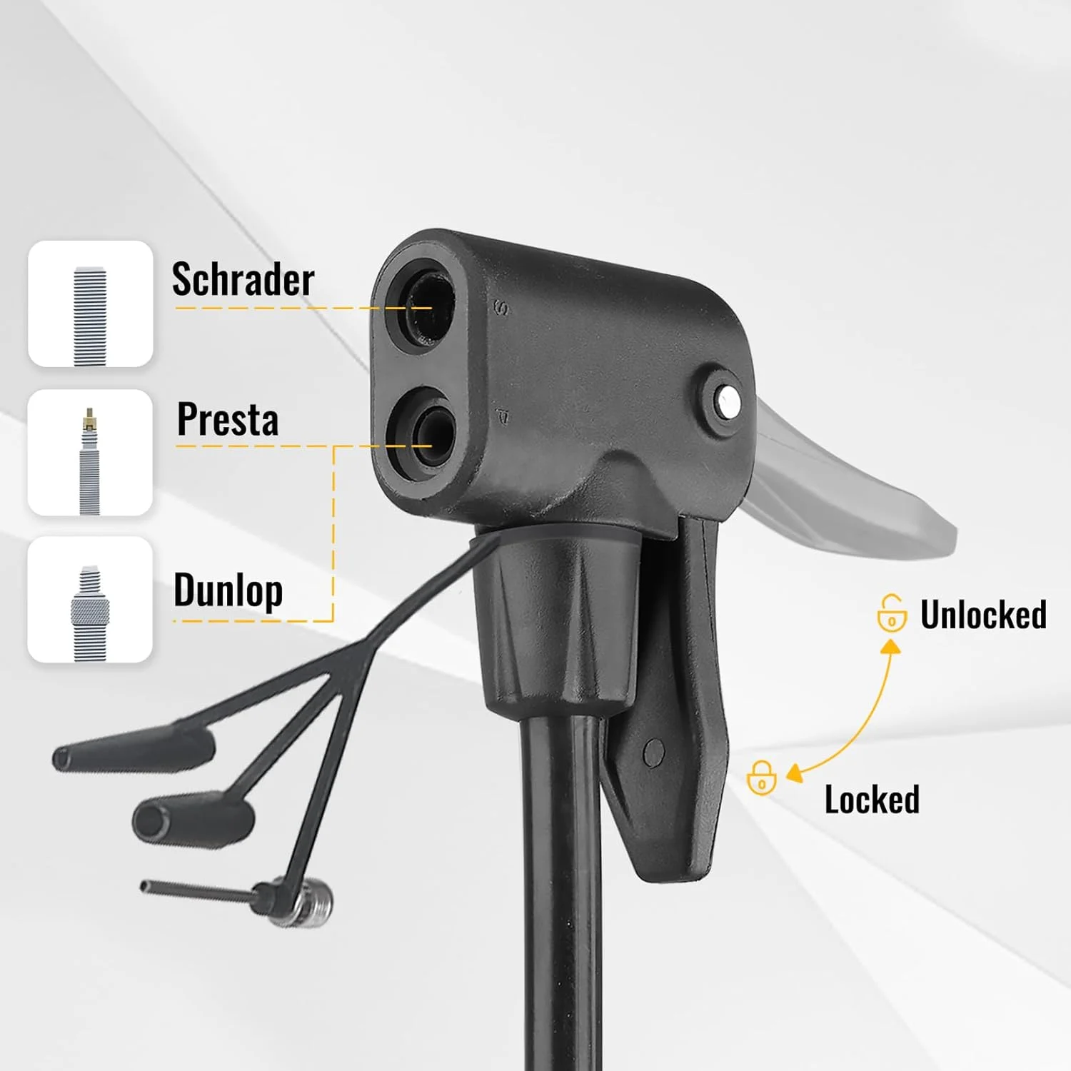 تلمبه پایی دوچرخه MOHEGIA با فشارسنج، تلمبه باد دوچرخه با فشار بالا 160 PSI، مناسب برای والف های شرادر و پرستا