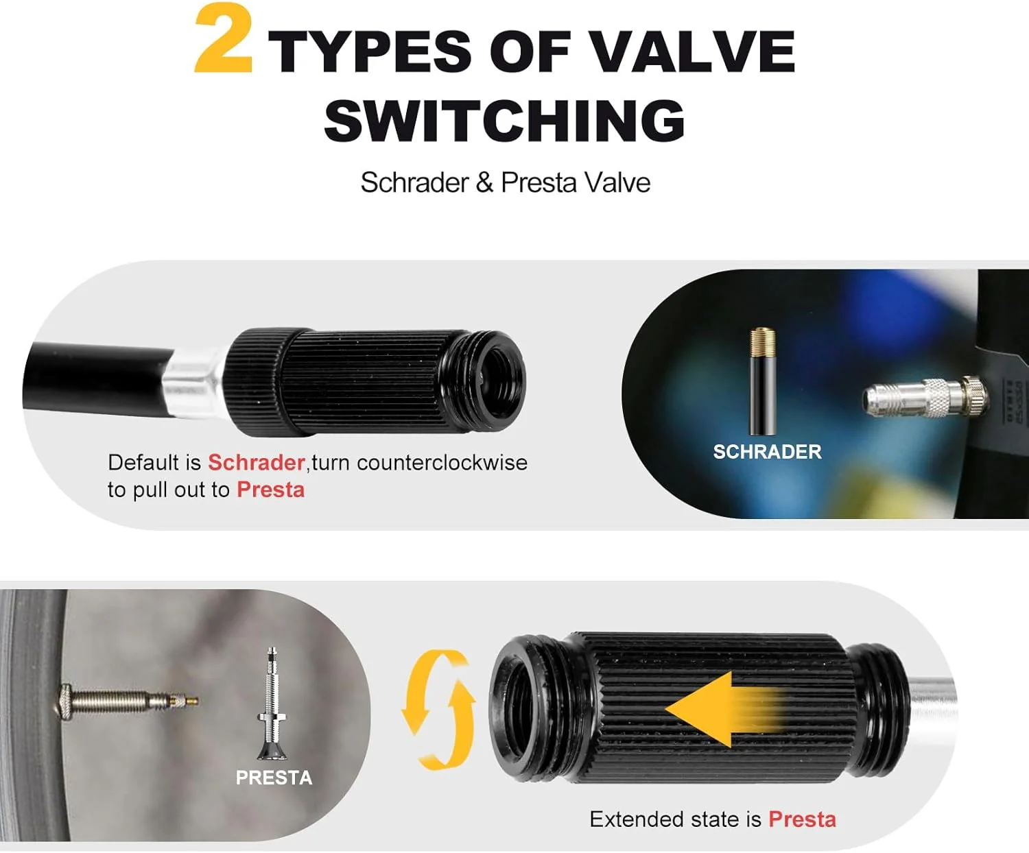 تلمبه بدنه دوچرخه MOHEGIA با گیج: تلمبه قابل حمل دوچرخه 160 PSI - مناسب برای والف شرادر و پرستا - باد کردن سریع، جمع و جور و بادوام با سوزن های تلمبه توپ