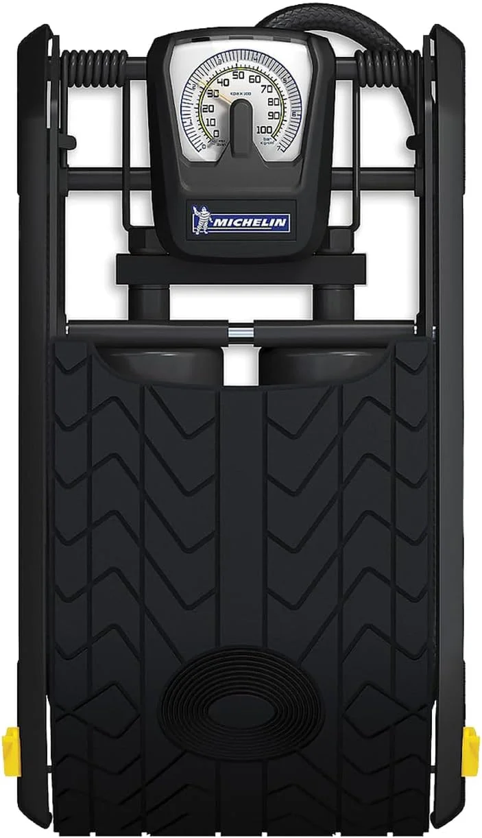 پمپ پایی دو سیلندر آنالوگ میشلن، حجم بالا، بادوام، گیج دقیق، برای خودرو، شاسی بلند، لاستیک دوچرخه، کارآمد و قابل حمل، مشکی