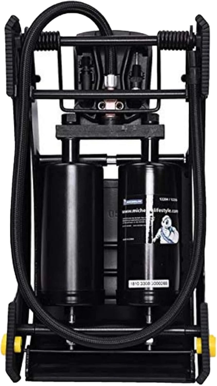 پمپ پایی دو سیلندر آنالوگ میشلن، حجم بالا، بادوام، گیج دقیق، برای خودرو، شاسی بلند، لاستیک دوچرخه، کارآمد و قابل حمل، مشکی