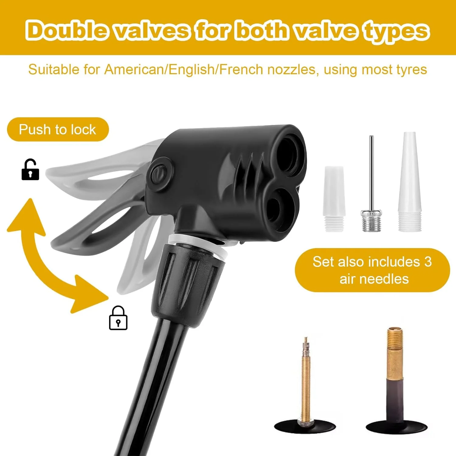 تلمبه دوچرخه MXTIMWAN با فشارسنج، تلمبه باد کف، تلمبه دوچرخه با سوزن توپی چند منظوره، تلمبه توپ بسکتبال با دریچه شرادر و پرستا، برای دوچرخه، ماشین و توپ