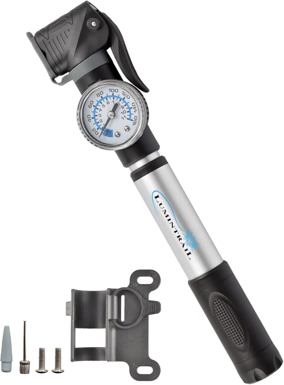 پمپ باد کوچک قابل حمل Lumintrail مناسب برای والف های پرستا و شرادر - پمپ باد تایر دوچرخه با قابلیت نصب روی بدنه پمپ باد کوچک قابل حمل Lumintrail مناسب برای والف های پرستا و شرادر - پمپ باد تایر دوچرخه با قابلیت نصب روی بدنه