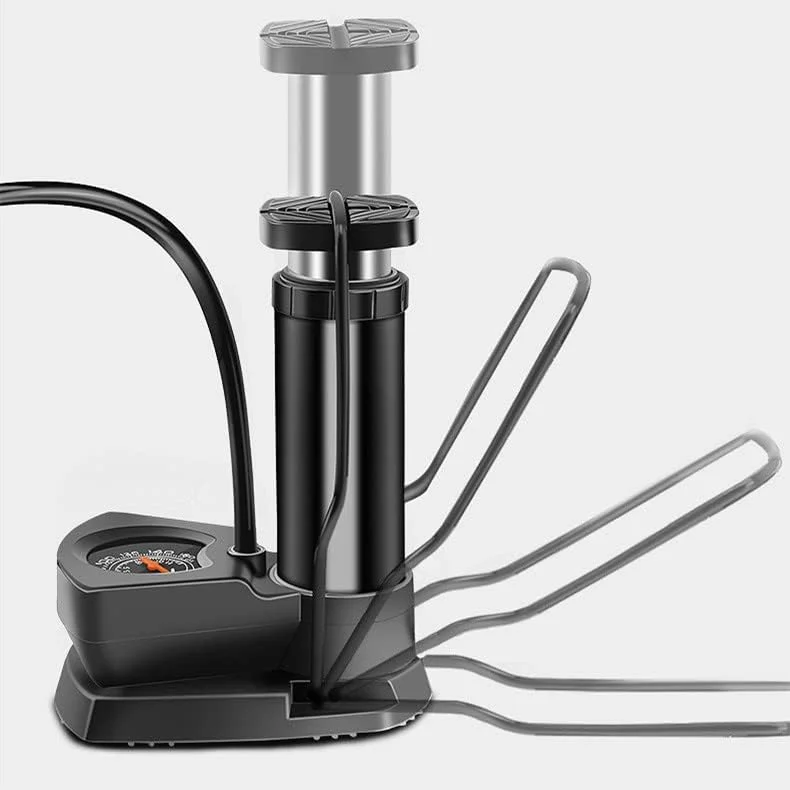 پمپ باد پدالی کوچک قابل حمل با درجه فشار برای همه دریچه‌ها، AV/DV/SV، مناسب برای دوچرخه‌های کوهستانی، مسافرتی، شهری و دوچرخه‌های کودکان، به همراه کیف